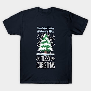 Winter's Bliss: Snowflakes & Merry Christmas T-Shirt